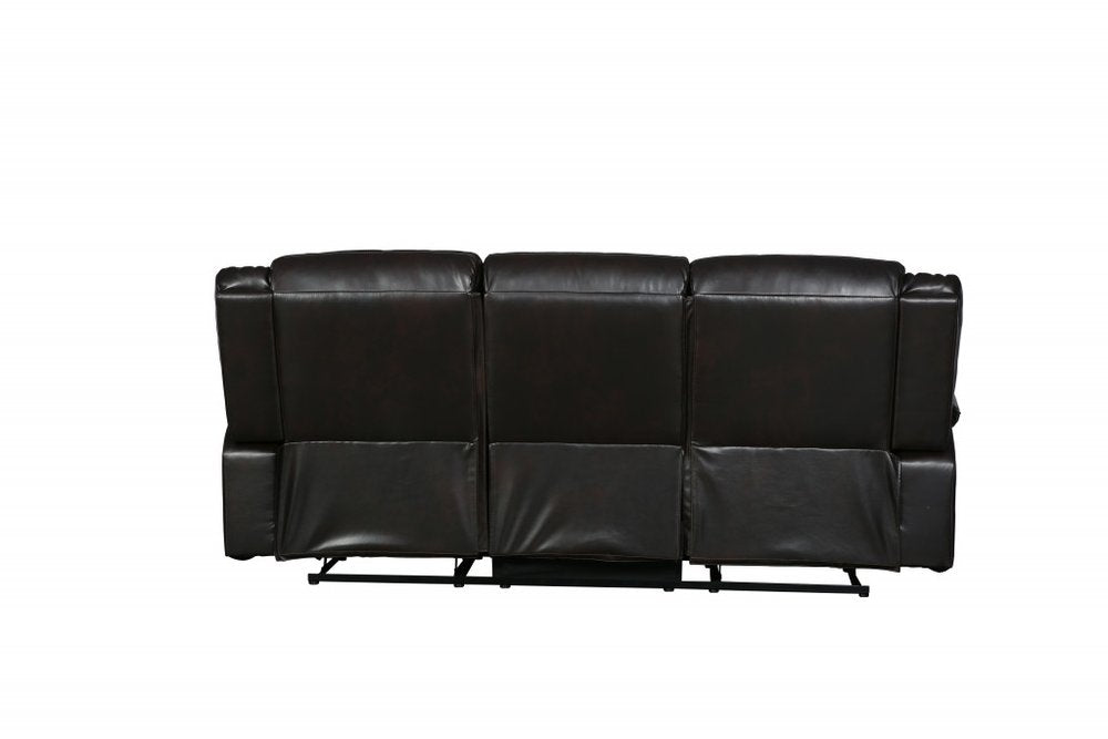 86" Brown Faux Leather Sofa With Black Legs HomeRoots