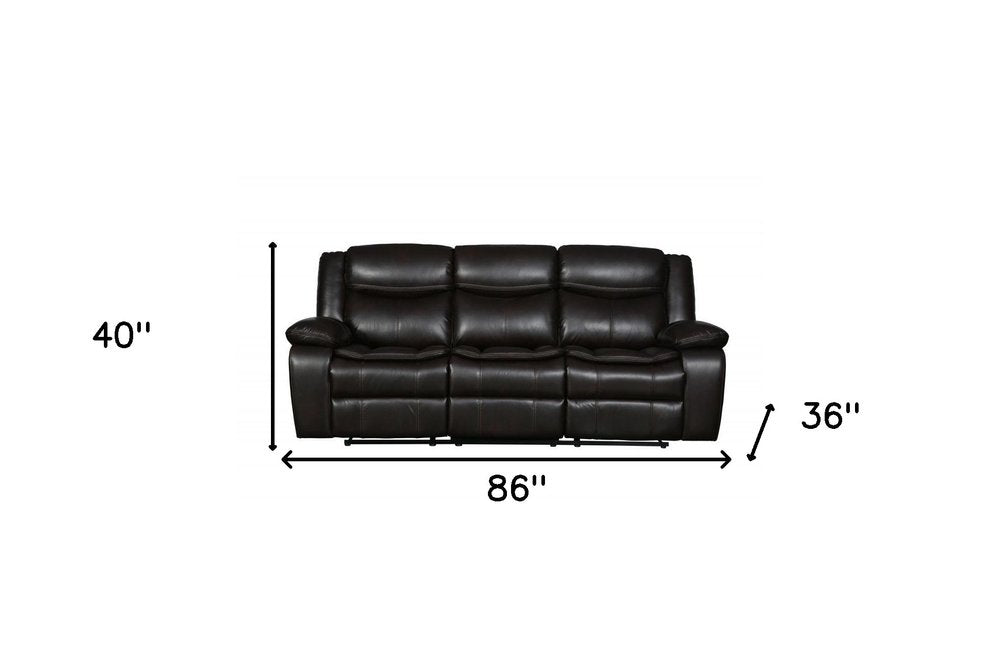 86" Brown Faux Leather Sofa With Black Legs HomeRoots