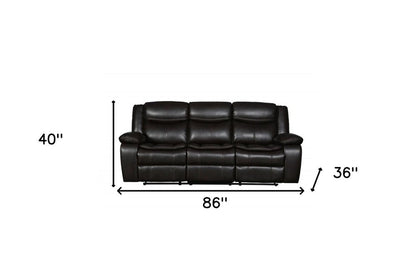 86" Brown Faux Leather Sofa With Black Legs HomeRoots