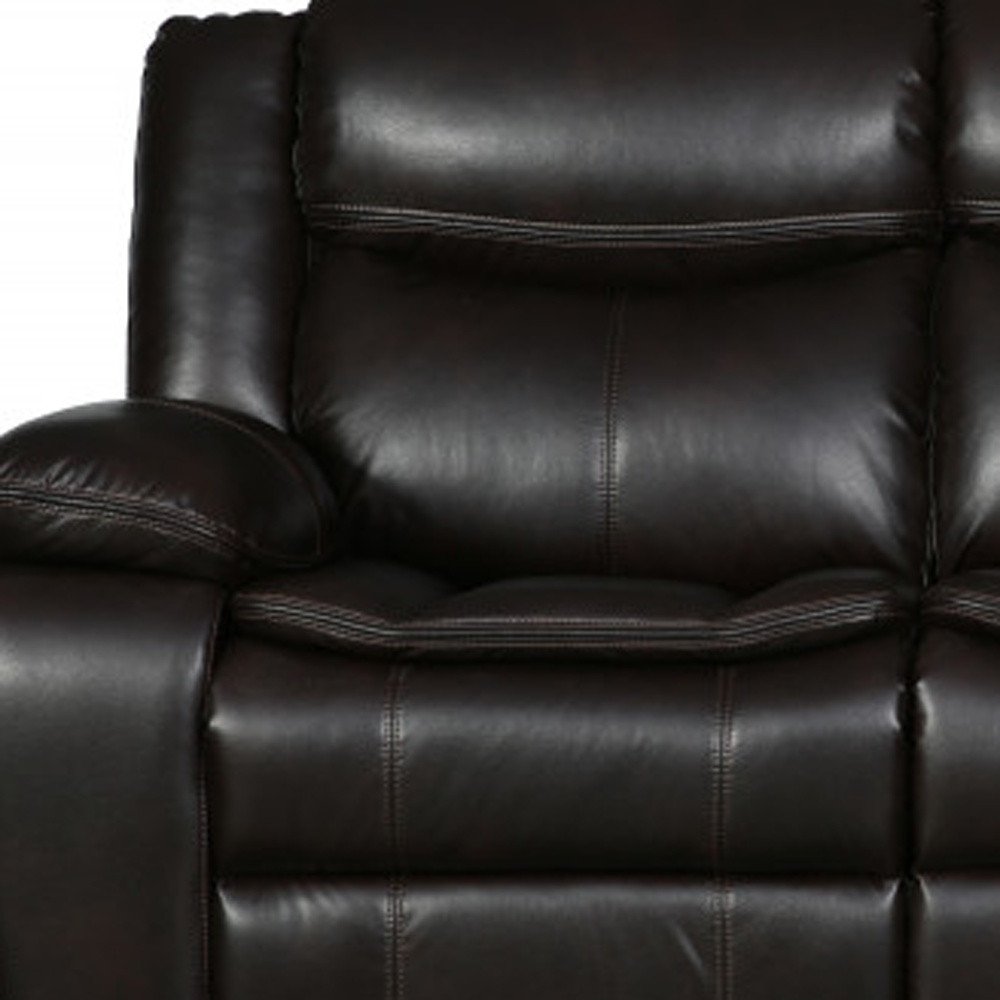 86" Brown Faux Leather Sofa With Black Legs HomeRoots