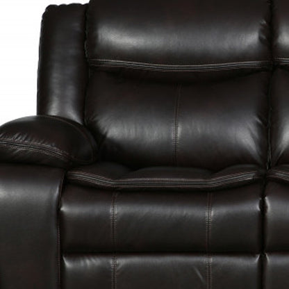 86" Brown Faux Leather Sofa With Black Legs HomeRoots