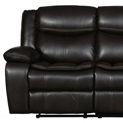 86" Brown Faux Leather Sofa With Black Legs HomeRoots