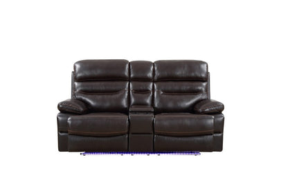 78" Brown Faux Leather Power Reclining Love Seat With Storage HomeRoots