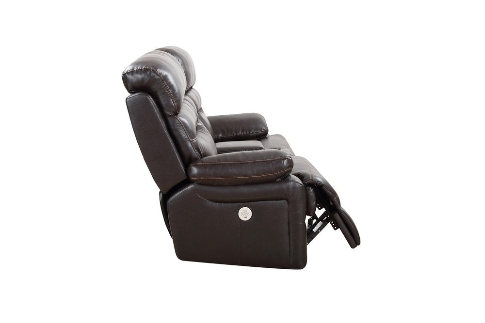 78" Brown Faux Leather Power Reclining Love Seat With Storage HomeRoots
