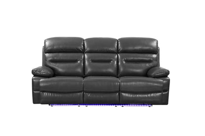 89" Gray Faux Leather USB Sofa With Black Legs