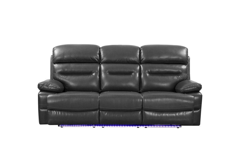 89" Gray Faux Leather USB Sofa With Black Legs HomeRoots
