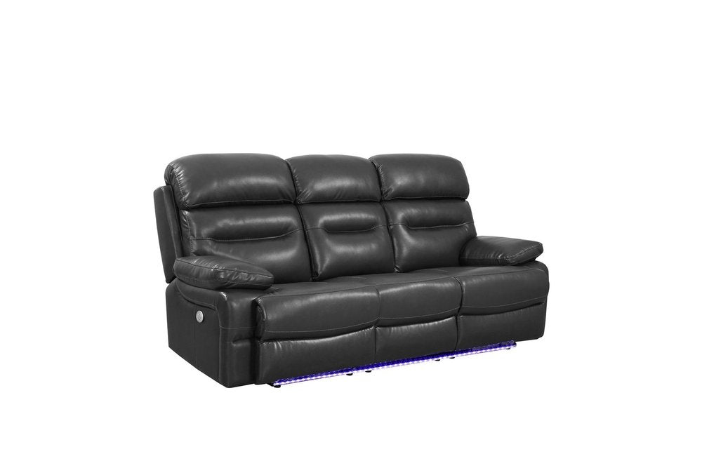 89" Gray Faux Leather USB Sofa With Black Legs HomeRoots
