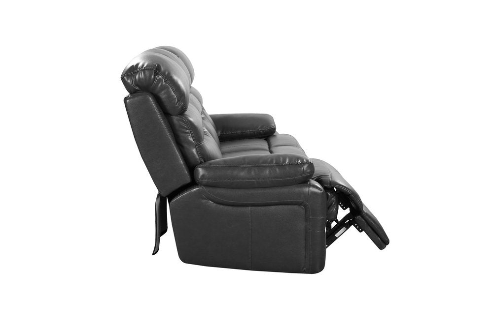 89" Gray Faux Leather USB Sofa With Black Legs HomeRoots
