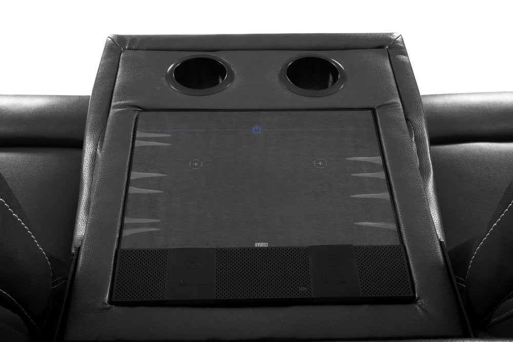 89" Gray Faux Leather USB Sofa With Black Legs HomeRoots