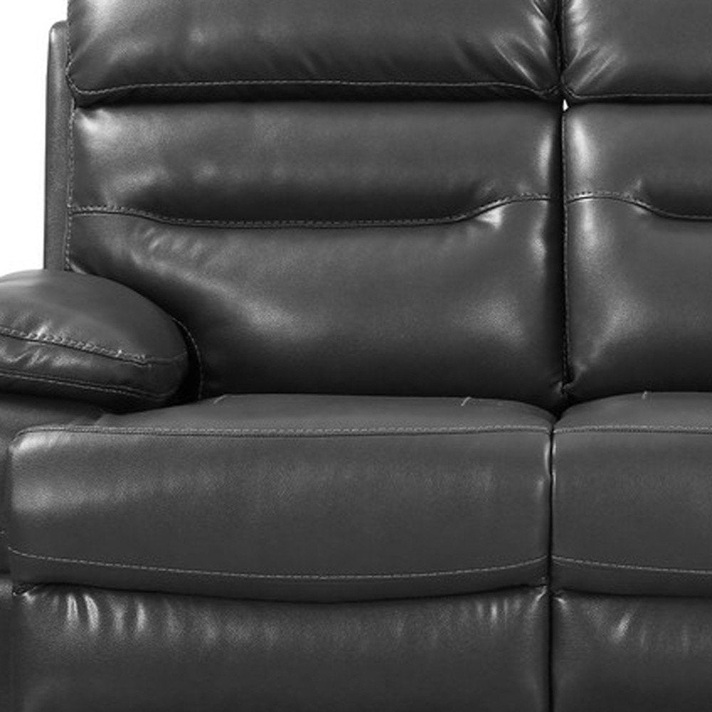 89" Gray Faux Leather USB Sofa With Black Legs HomeRoots
