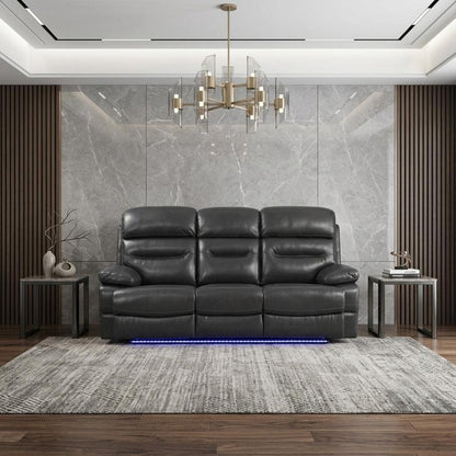 89" Gray Faux Leather USB Sofa With Black Legs HomeRoots