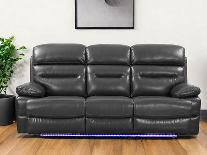89" Gray Faux Leather USB Sofa With Black Legs HomeRoots