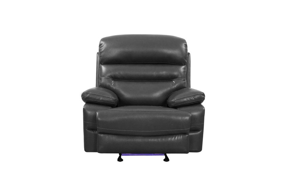 43" Grey Faux Leather Power Recliner Chair HomeRoots