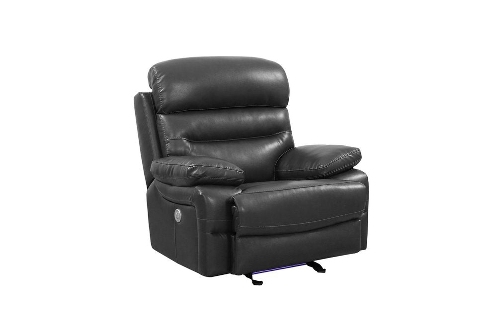 43" Grey Faux Leather Power Recliner Chair HomeRoots