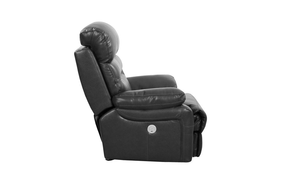 43" Grey Faux Leather Power Recliner Chair HomeRoots