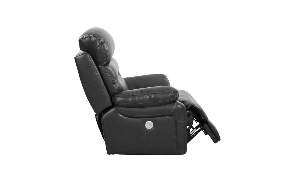 43" Grey Faux Leather Power Recliner Chair HomeRoots