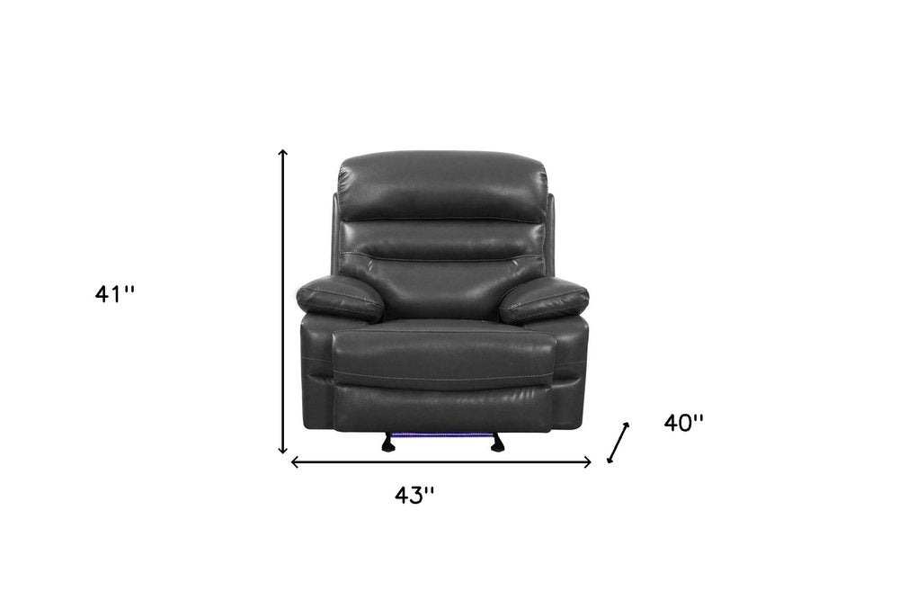 43" Grey Faux Leather Power Recliner Chair HomeRoots