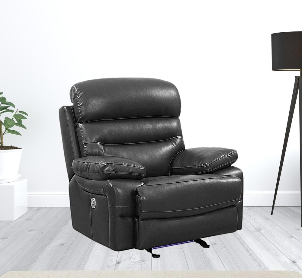 43" Grey Faux Leather Power Recliner Chair HomeRoots