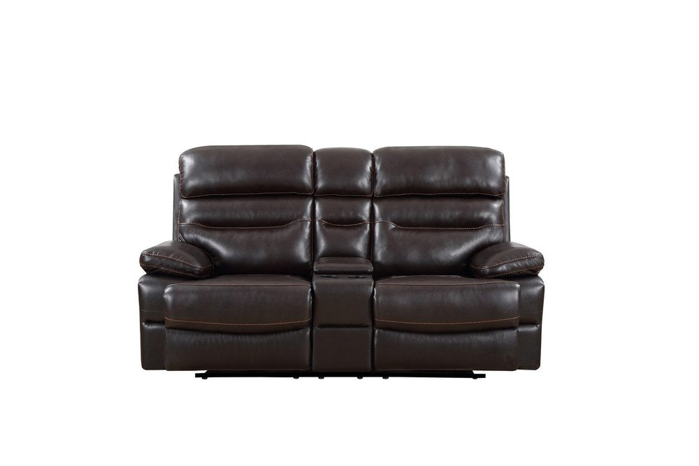 78" Brown Faux Leather Power Reclining Love Seat With Storage HomeRoots