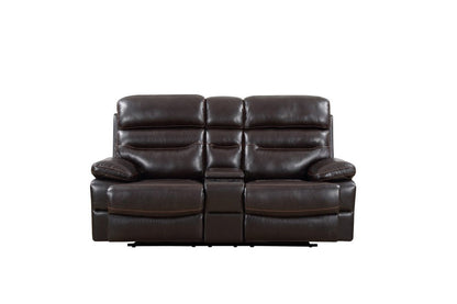78" Brown Faux Leather Power Reclining Love Seat With Storage HomeRoots