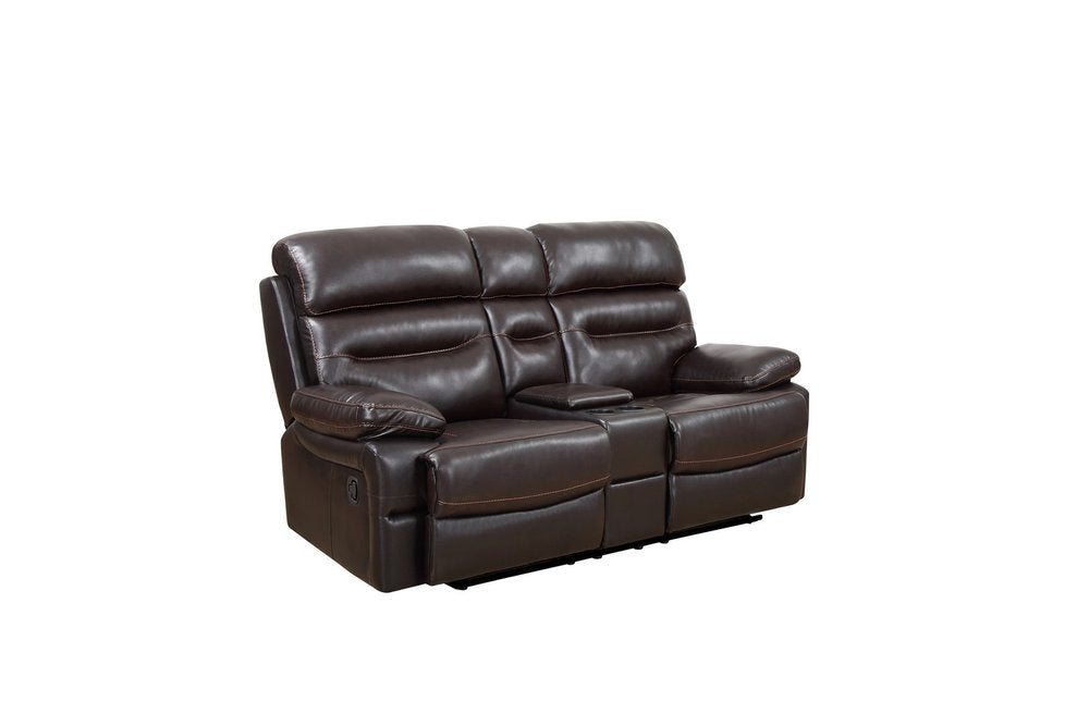 78" Brown Faux Leather Power Reclining Love Seat With Storage HomeRoots