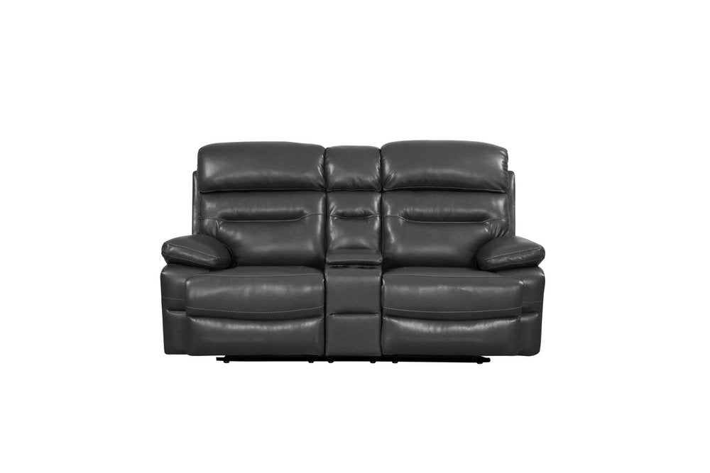78" Gray Faux Leather Manual Reclining Love Seat With Storage HomeRoots