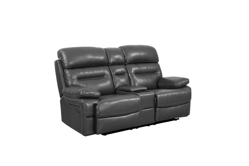 78" Gray Faux Leather Manual Reclining Love Seat With Storage HomeRoots