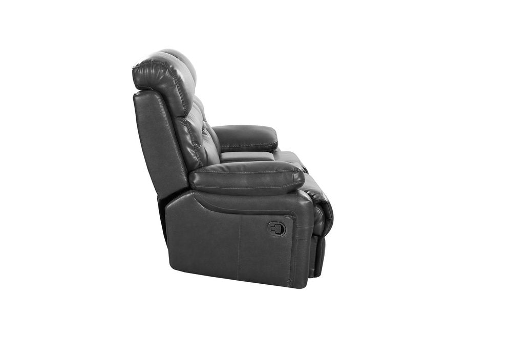 78" Gray Faux Leather Manual Reclining Love Seat With Storage HomeRoots
