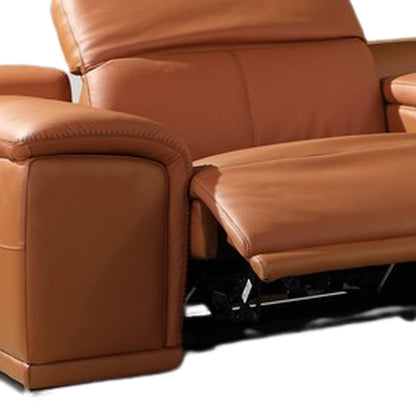 Camel Italian Leather Power Reclining U Shaped Six Piece Corner Sectional With Console HomeRoots