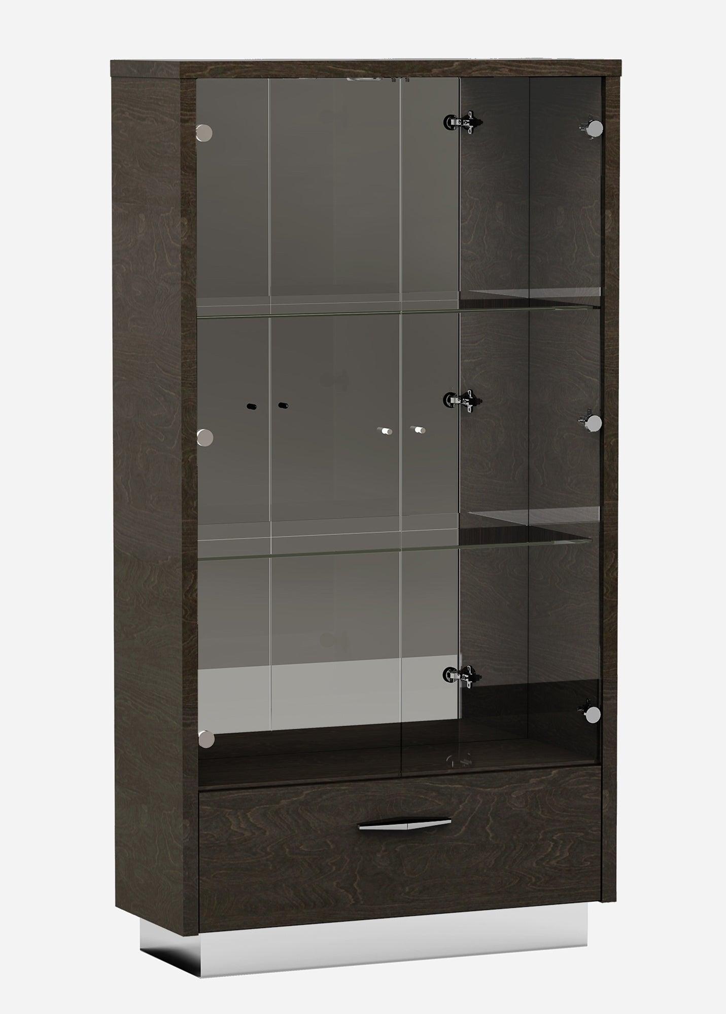 41" Silver and Gray Brown Accent Cabinet With One Drawer - FurniFindUSA