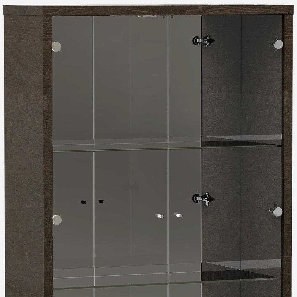 41" Silver and Gray Brown Accent Cabinet With One Drawer - FurniFindUSA