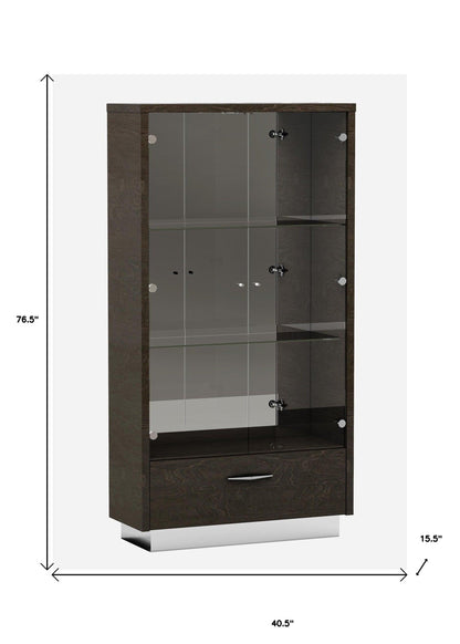 41" Silver and Gray Brown Accent Cabinet With One Drawer - FurniFindUSA