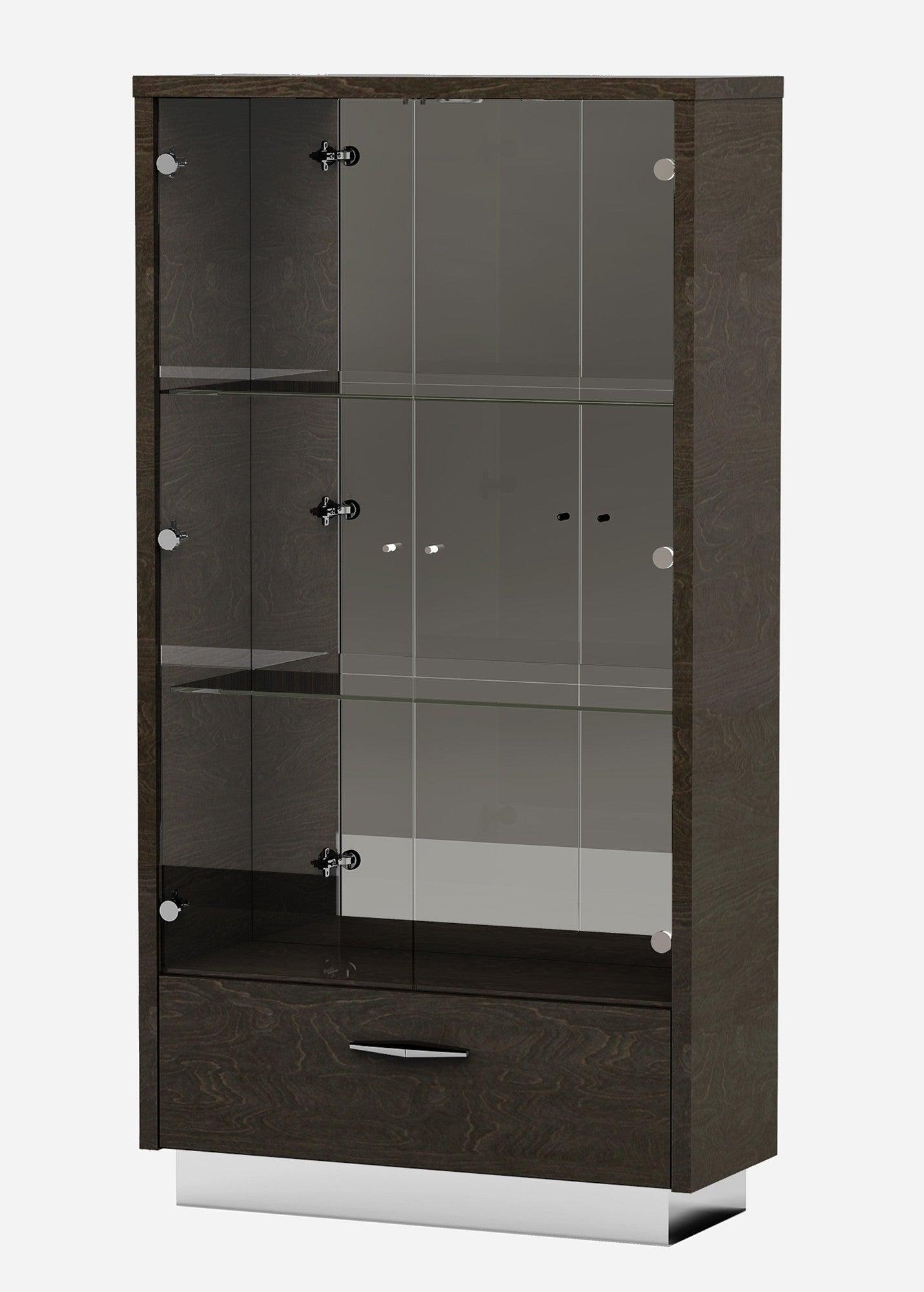 41" Silver and Gray Brown Accent Cabinet With One Drawer - FurniFindUSA