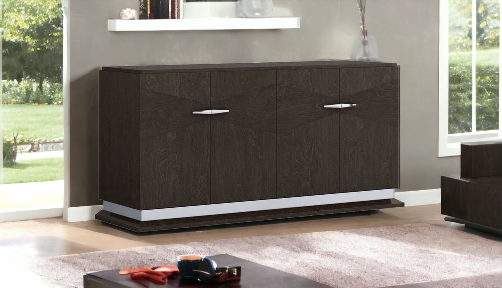 72" Gray Two Drawer Buffet Table Soft Close with Four Doors HomeRoots