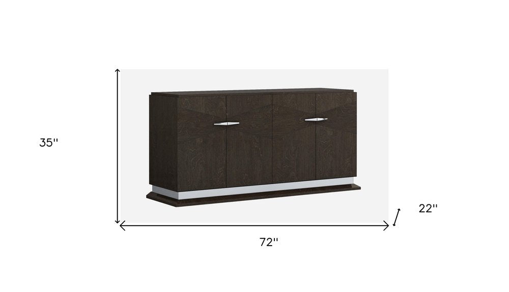 72" Gray Two Drawer Buffet Table Soft Close with Four Doors HomeRoots
