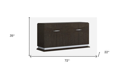 72" Gray Two Drawer Buffet Table Soft Close with Four Doors HomeRoots