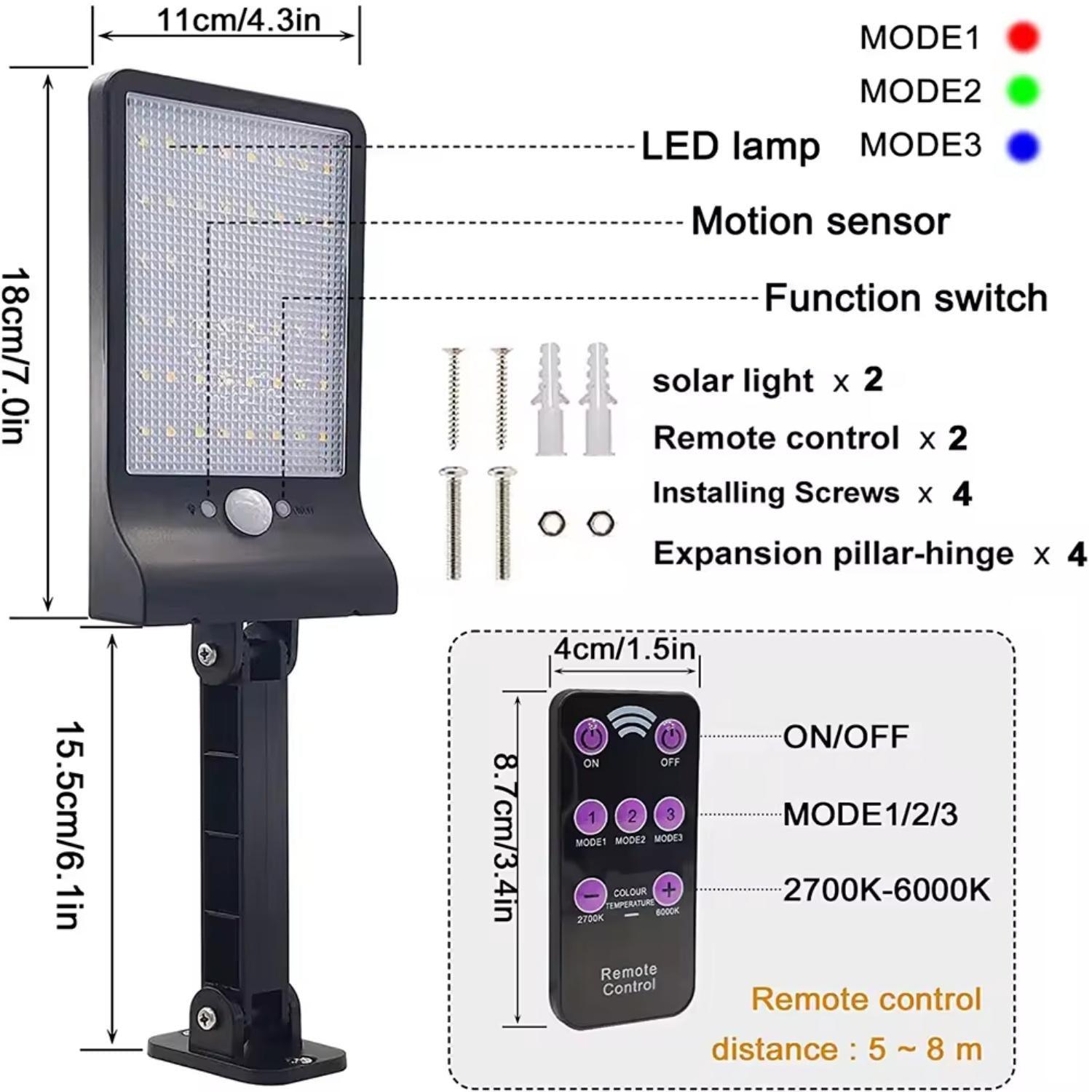 (2 Pack) Outdoor Solar Flood Lights Wireless 48 LED Waterproof Security Motion Sensor Light with 3 Modes - FurniFindUSA