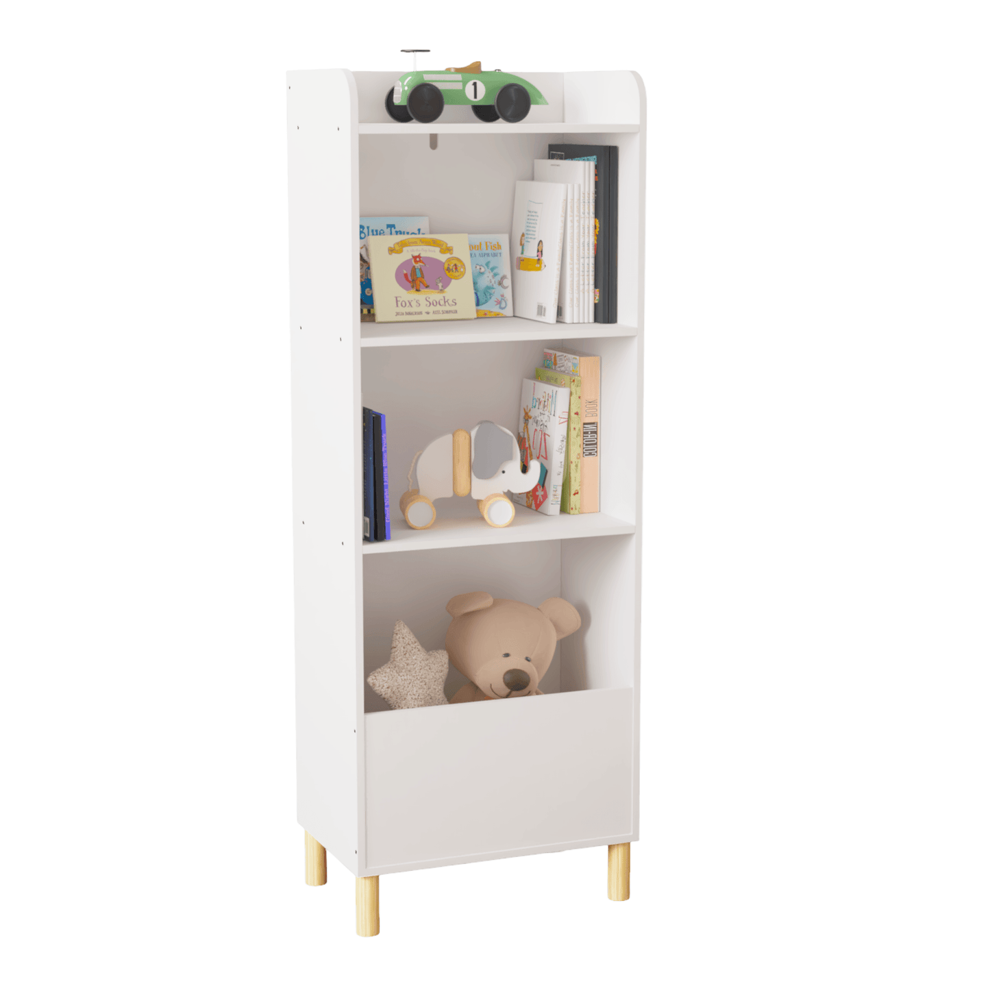 Kids 4-Tier Bookcase Children's Book Display Bookshelf Toy Storage Cabinet Organizer for Children's Room Playroom - FurniFindUSA