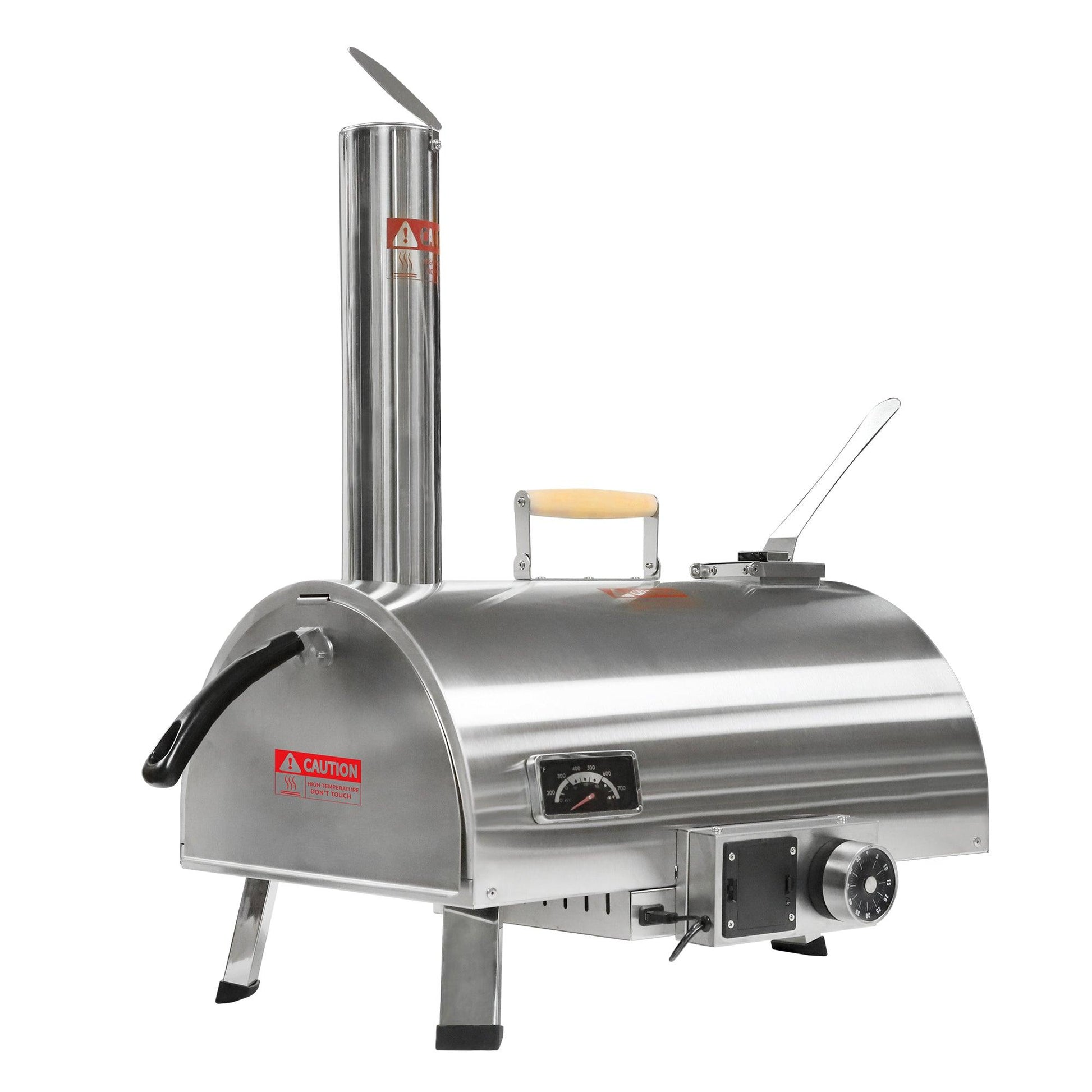 Pizza Oven Outdoor 12" Automatic Rotatable Pizza Ovens Portable Stainless Steel Wood Fired Pizza - FurniFindUSA