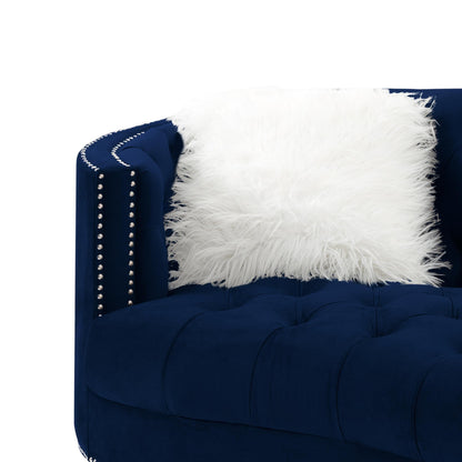 Living Room Loveseats Navy Blue Velvet - FurniFindUSA