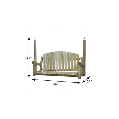 71" Natural Solid Wood Swing Chair HomeRoots