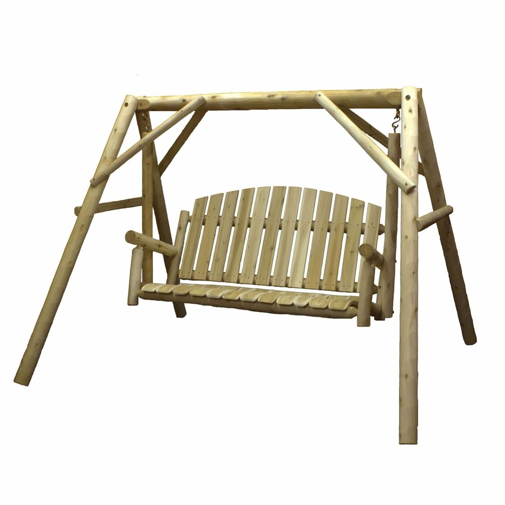 87" Natural Solid Wood Swing Chair HomeRoots