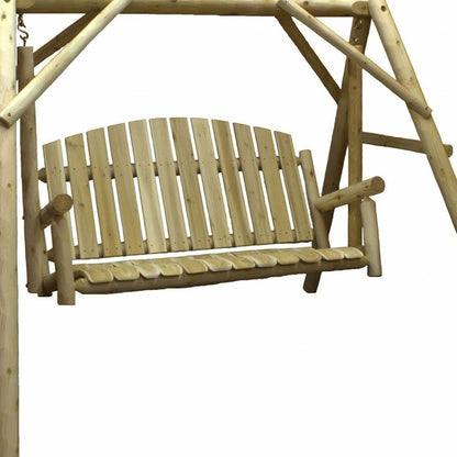 87" Natural Solid Wood Swing Chair HomeRoots