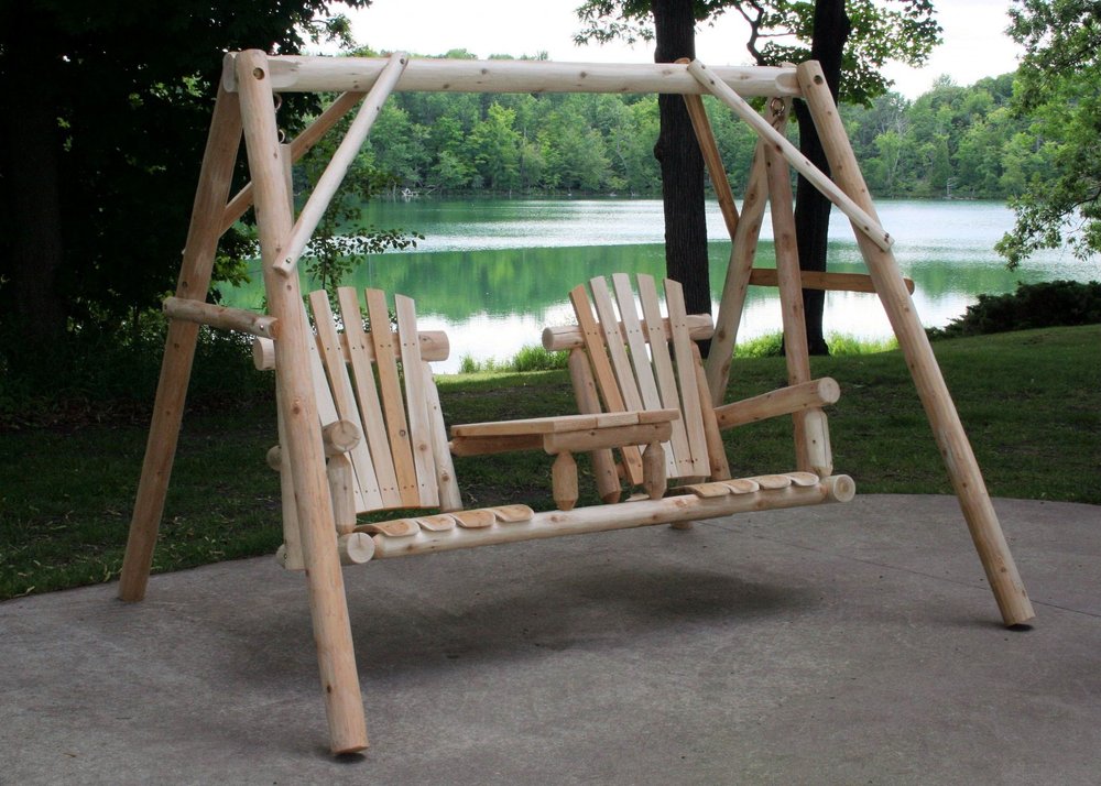 87" Natural Solid Wood Swing Chair HomeRoots