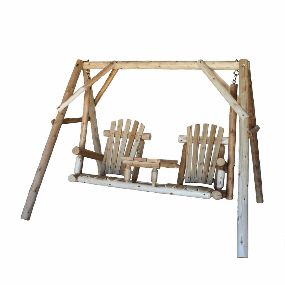 87" Natural Solid Wood Swing Chair HomeRoots