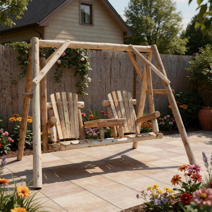 87" Natural Solid Wood Swing Chair HomeRoots