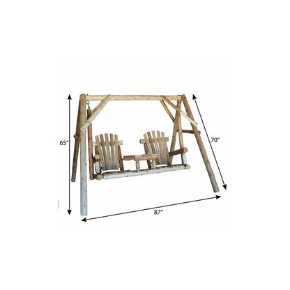 87" Natural Solid Wood Swing Chair HomeRoots
