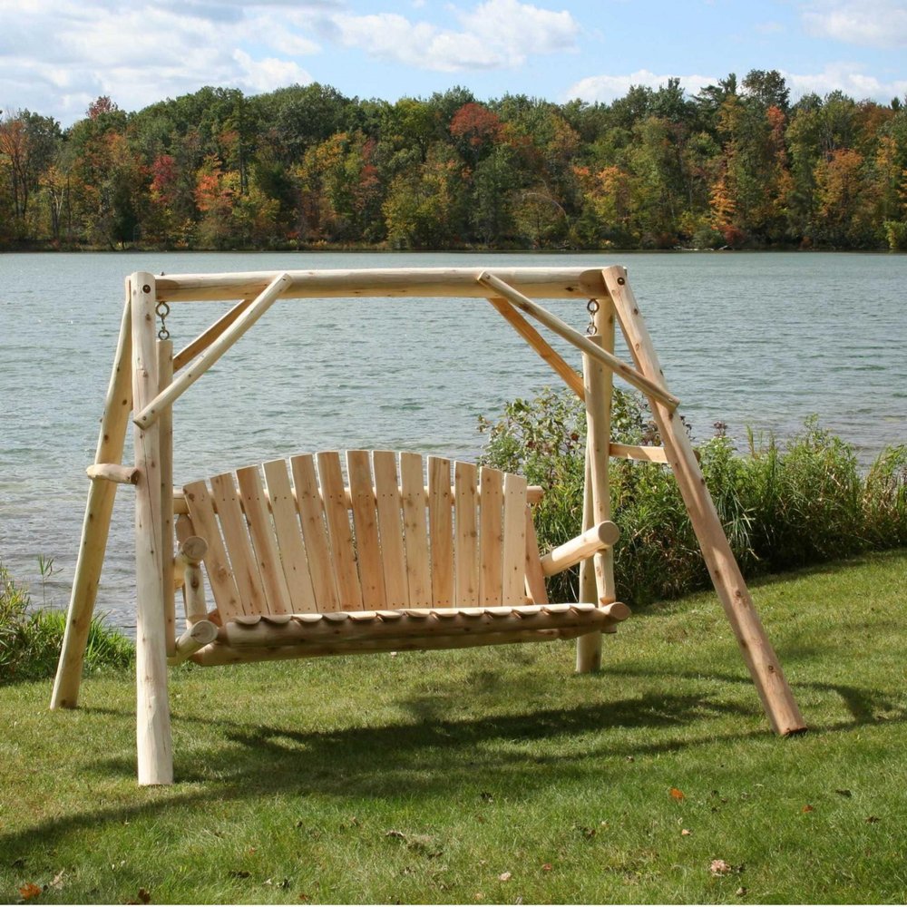 87" Natural Solid Wood Swing Chair HomeRoots