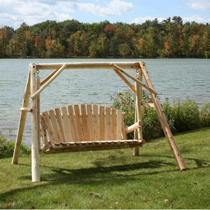 87" Natural Solid Wood Swing Chair HomeRoots
