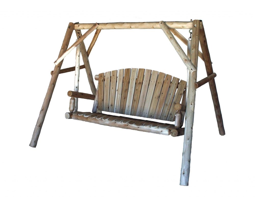 87" Natural Solid Wood Swing Chair HomeRoots